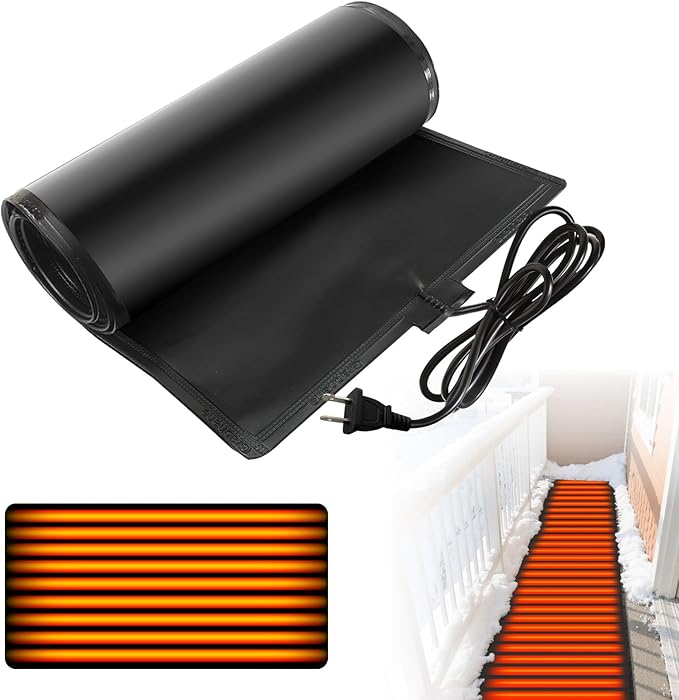 Heated Snow Melting Mats, 5ft x 13in Roof Heat Tape,Heater Ice Dam Prevention Heated Outdoor Mats Electric Snow Melting Mats for Winter Snow Removal (5 ft x 13 in)