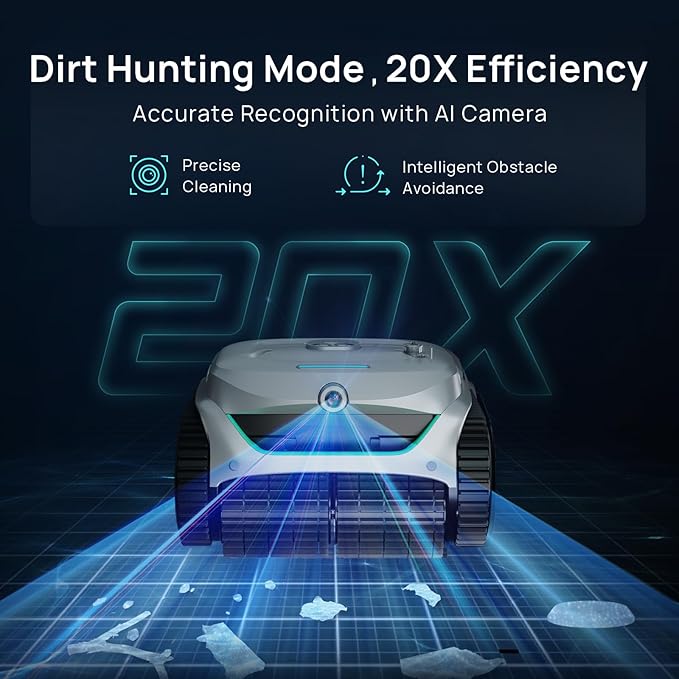 (2025 New) WYBOT C2 Vision Robotic Pool Vacuum with AI Camera, Ultra-Fine Filtration Pool Cleaners for Inground Pools, Comprehensive 8 Mode, Wall Climbing, Brushless Motor, Smart Navigation, White