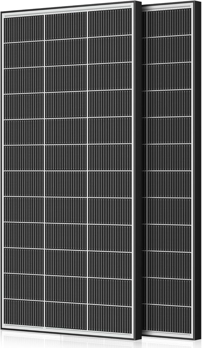 Bifacial 200 Watt Solar Panel 2Pack 18BB Monocrystalline Cell High-Efficiency Module PV Power Charger Solar Panels for Homes Camping RV Battery Boat Caravan and Other Off-Grid Applications