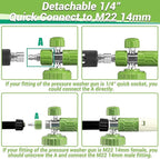 M MINGLE Foam Cannon for Pressure Washer with Dual-Connector Tool - Dual Lance Pressure Washer Wand for Adjustable Soap Cannon - M22 and 1/4" Quick Connect - 3600 PSI