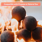 Skyflame Ceramic Fireplace Balls, Set of 12 Round Fire Stones Set for Indoor and Outdoor Fire Pits or Fireplaces Accessory, 4 Inch, Black