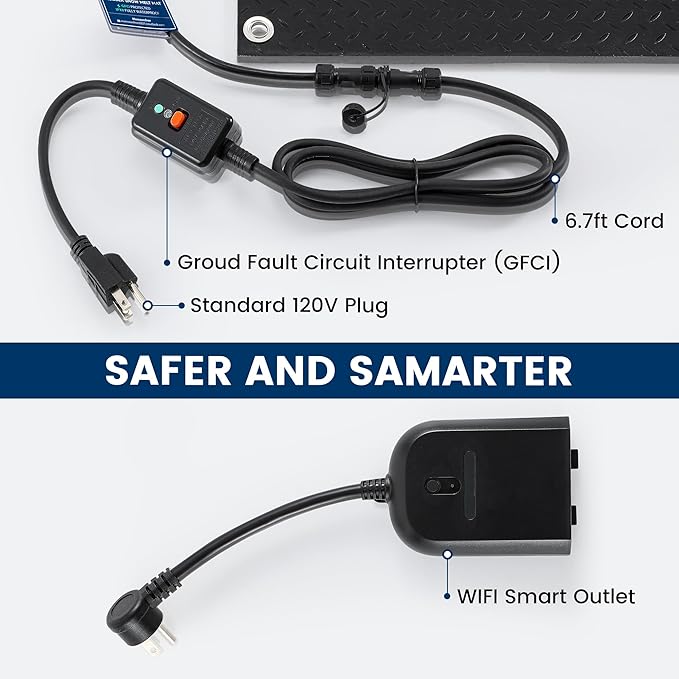 Heated Snow Melting Mat for Outdoor Stairs, Non-Slip (24in x 36in)