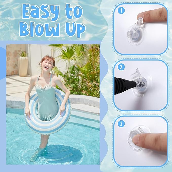 2 PCS Striped Pool Floats for Adults Swimming Rings Tube with Handles -Inflatable Pool Float Tube for Adults Pool Floats for The Beach, Party, Vacation