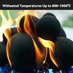 Skyflame 12PCS Ceramic Fireplace Balls, Mixed of 4 Sizes Fire Pit Balls Set for Indoor and Outdoor Fire Tables or Fireplaces Accessory, Black