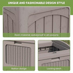 Patiowell 36 Gallon Outdoor Trash Can, Resin Outdoor Garbage Can with Lid for Patio, Backyard, Deck, Light Brown