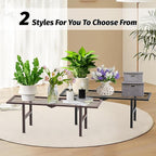 1 Tier Plant Stand Indoor Outdoor, 2 Pack Foldable Heavy Duty Metal Plant Shelf, Multi-Plant Display Flower Pot Holder for Garden Patio Balcony, Black