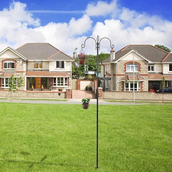 ERYTLLY Bird Feeding Station Kit Bird Feeder Pole Wild Bird Feeder Hanging Kit Planter Hanger Multi Feeder Hanging with Metal Suet Feeder Bird Bath for Attracting Wild Birds