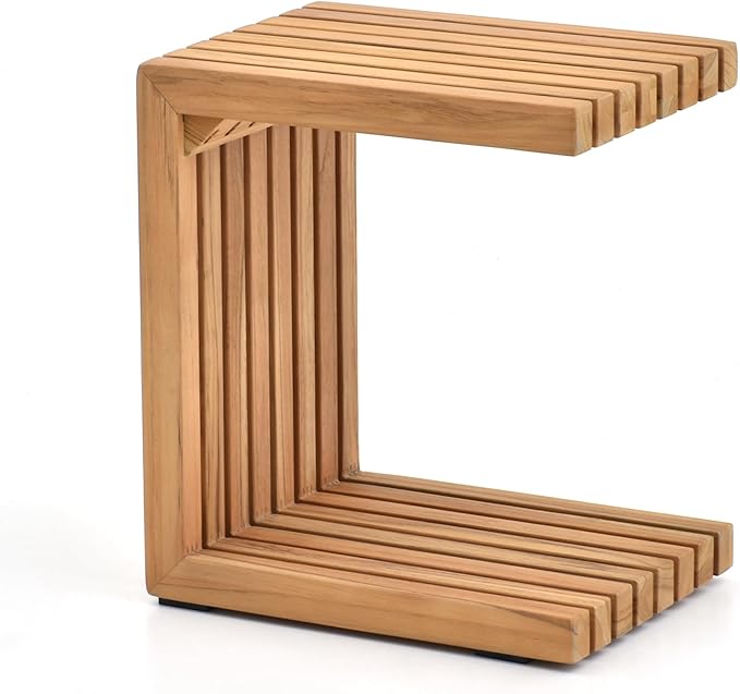 OTSUN Teak Wood Weather Resistant Outdoor Side Table, Adirondack HDPE Small Outdoor Table for Outside or Indoor