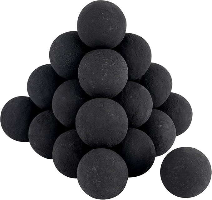 Skyflame 2-Inch Ceramic Fireplace Balls, 25PCS Round Fire Pit Balls for Indoor and Outdoor Fire Bowl Fireplace DIY Accessory, Black