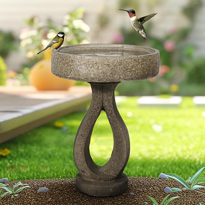 21.8" H Elegant Modern Bird Bath for Outsides Use - Sturdy Weather-Resistant Birdbath for Gardens and Patios