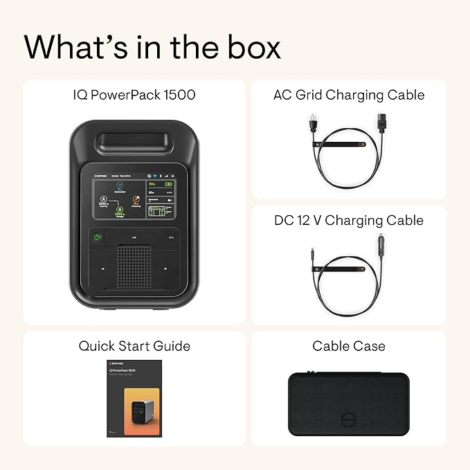 Enphase IQ PowerPack 1500 + IQ Cart – Advanced portable power with microinverter technology, LCD touchscreen, 4G cellular, Wi-Fi & Bluetooth, IQ Cart for easy mobility during camping or home backup