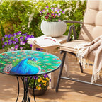 Outdoor Side Table,18 Inch Metal Accent Table, Peacock Round End Tables, Small Coffee Tables for Indoor & Outside Garden Patio Balcony Yard Bedroom