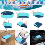 Upgraded Large Duck Pool with Drain Plug, 39 x 12 Inch Extra Tough PVC Ducks Swimming Pool for Pet, Dogs, Cats, Blue Hard Plastic Portable Foldable Pond for Indoor Outdoor Use