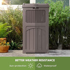 Patiowell 36 Gallon Outdoor Trash Can, Resin Outdoor Garbage Can with Lid for Patio, Backyard, Deck, Dark Brown (2 Pack)
