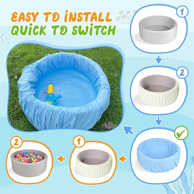 Foam Ball Pit, 35 inch x 12 Inch Soft Ball Pit for Kids, Indoor Playground Ball Pool, Outdoor Swimming Pool, Ideal Gift for Children - Balls not Included