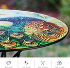 18 Inch Outdoor Side Table, Peacock Metal Accent Table, Indoor Small Round End Tables, Plant Stand Tables for Outside Yard Balcony Garden Bedside