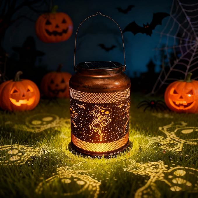 Solar Halloween Decorations Outdoor Lantern , Birthday Gifts for Women, Solar Lights Outdoor Waterproof LED Decorative Garden for Lawn, Landscape, Patio, Porch Hanging Lantern for Ladies, Mom, Grandma