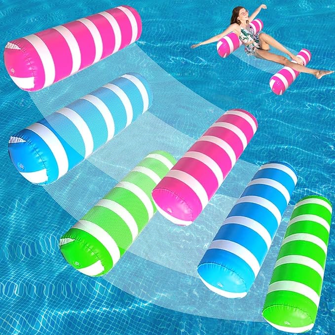 Pool Floats Adult 3 Pack Inflatable Pool Floats Hammock 4-in-1 Multi-Purpose for Adults, Swimming Beach Water Hammock Floaties Lounge, Saddle, Lounge Chair, Drifter for Vacation Relax