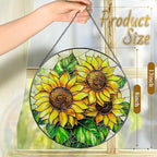 Sunflower Stained Glass Suncatcher, 8 Inch Sun Catchers Indoor Window, Stained Glass Window Hanging, Windows Dedor and Christmas, Mother's Day, Birthday, Gifts for Women Mom, Idea Gift, Gift Exchange