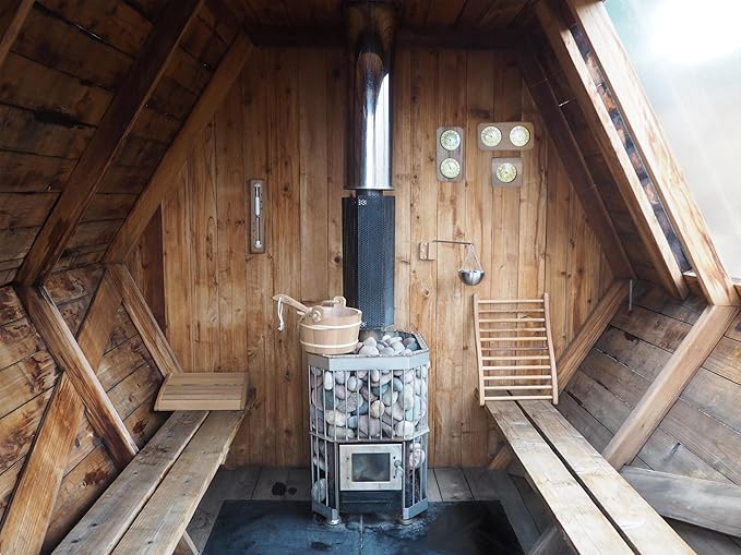 HSE Cedar Sauna Thermometer - Mechanical Thermometer with Minimalist Design and Glass Dials