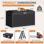 110 Gallon Deck Box Outdoor Indoor Waterproof Storage Box for Patio Furniture, Pool Accessories, Garden Tools, and Cushion Storage, Black