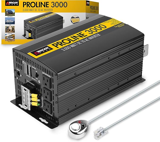 Wagan EL3742 3000 Watt Power Inverter with Remote Control 6000 Watt Surge Peak Power converter for Home RV Camping Van Life Off Grid