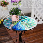 Outdoor Side Table,18 Inch Metal Accent Table, Peacock Round End Tables, Small Coffee Tables for Indoor & Outside Garden Patio Balcony Yard Bedroom