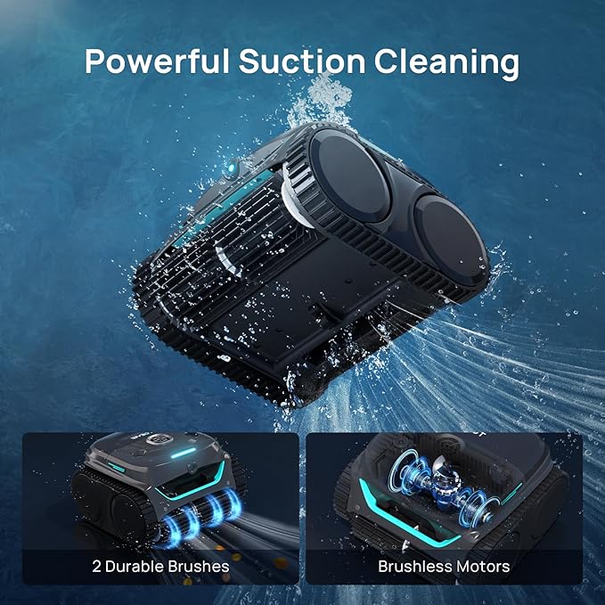 (2025 New) WYBOT C2 Vision Robotic Pool Vacuum with AI Camera, Ultra-Fine Filtration Pool Cleaners for Above&Inground Pools, Comprehensive 8 Mode, Wall Climbing, Smart Navigation, Gray