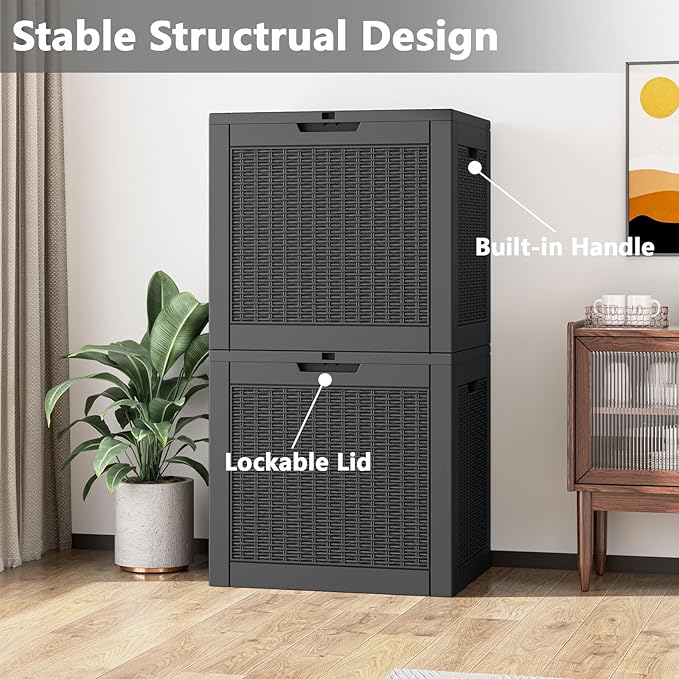 31 Gallon Storage Box, Resin Outdoor Waterproof and UV Resistant,Lightweight Box for Garden Tools, Pool Supplies