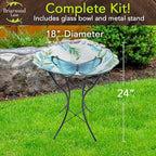 Briarwood Lane Glass Blue Butterfly Bird Bath