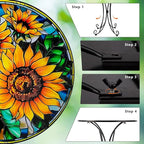 Sunflower Side Table Outdoor, 18 Inch Metal Accent Table, Indoor Small Round End Tables, Plant Stand Tables for Outside Yard Balcony Garden Bedside