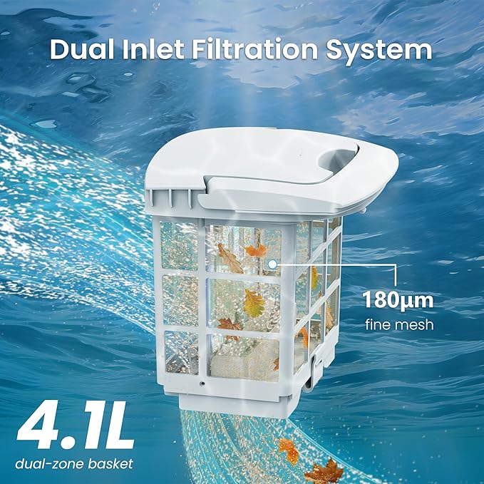 (2025 Upgraded) Cordless Robotic Pool Cleaner, Automatic Pool Vacuum for Inground and Above Ground Pools, Lasts 200 Mins, Floor/Wall/Waterline Cleaning, Dual Inlet, Waterline Technology, Self-Parking
