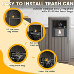 Outdoor Trash Can Waterproof Resin Garbage Can with Garbage Labels Outdoor Trash Bin for Patio, Garden,Kitchen