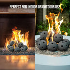 Skyflame Hollow Ceramic Balls, Set of 12 Round Fire Stones Set for Indoor and Outdoor Fire Pits or Fireplaces Accessory, 4 Inch, Black