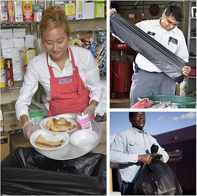 Aluf Plastics T-Tough Roll Pack Low Density Repro Blend Star Seal Coreless Rolls Bag, 12-16 Gallon 1.0 Mil, 32" Length x 24" Width, H Strength, Black (Pack of 2000)