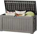 130 Gallon Deck Box Outdoor Indoor Waterproof Storage Box for Patio Furniture, Pool Accessories, Garden Tools, and Cushion Storage, Coffee