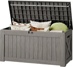 130 Gallon Deck Box Outdoor Indoor Waterproof Storage Box for Patio Furniture, Pool Accessories, Garden Tools, and Cushion Storage, Coffee