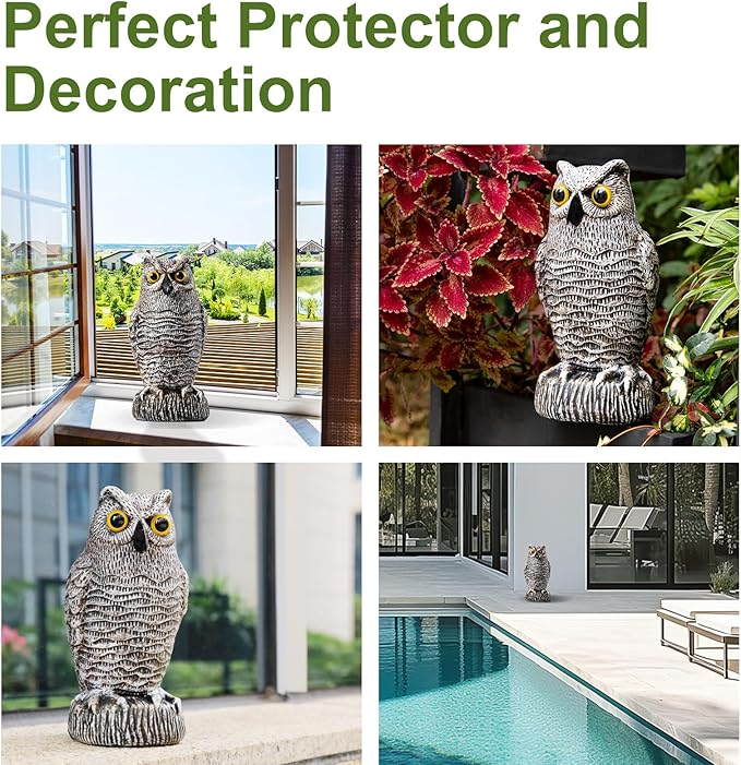 OFFO Bird Scare Devices Plastic Owl Scarecrow for Halloween Decorations Outdoor Garden, Yard, Pool Decoration, 8.3 in Height, Brown