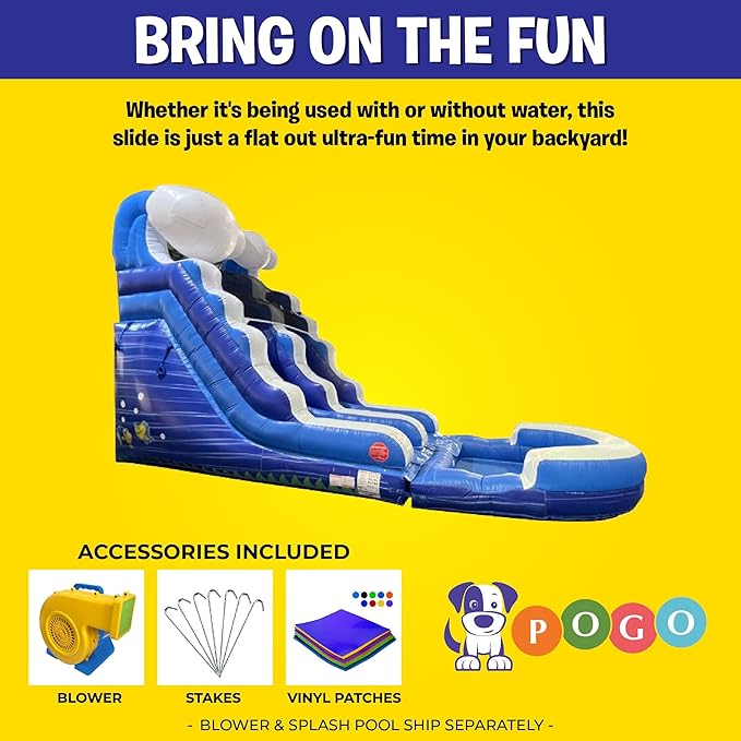 Inflatable Water Slide for Kids & Toddlers with Inflatable Pool, Backyard, Park or Commercial Use, Outdoor Water Play, Includes Blower Stakes, Splash Pool & Storage Bag, Large 25.5' x 9' x 15'
