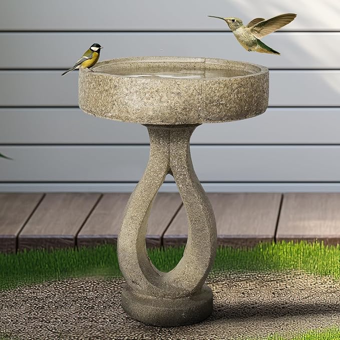 21.8" H Elegant Modern Bird Bath for Outsides Use - Sturdy Weather-Resistant Birdbath for Gardens and Patios