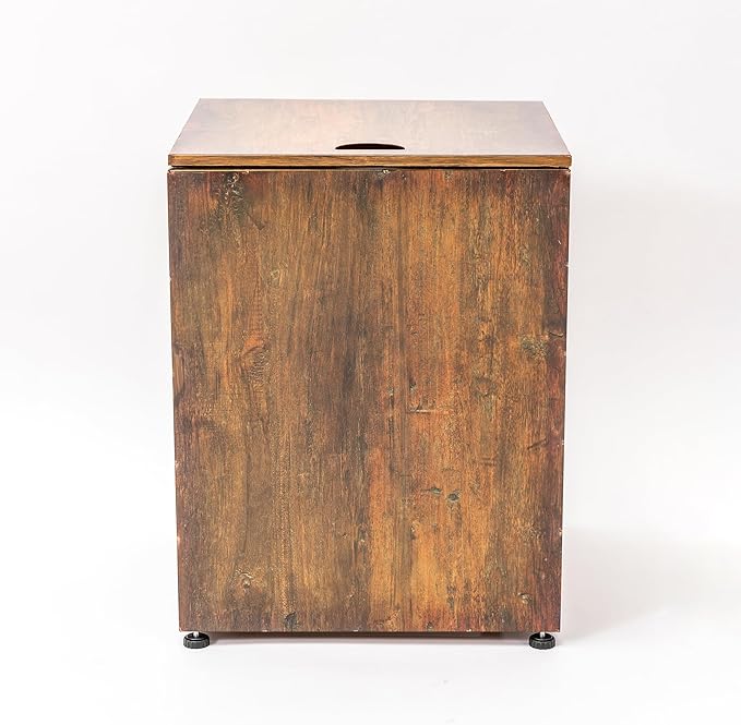 Propane Tank Cover Table for Fire Pits, 20 LB Iron Propane Tank Holder with Side Handles, Outdoor Tank Storage Side Table for Patio, Gas Griddle, Natural Wood