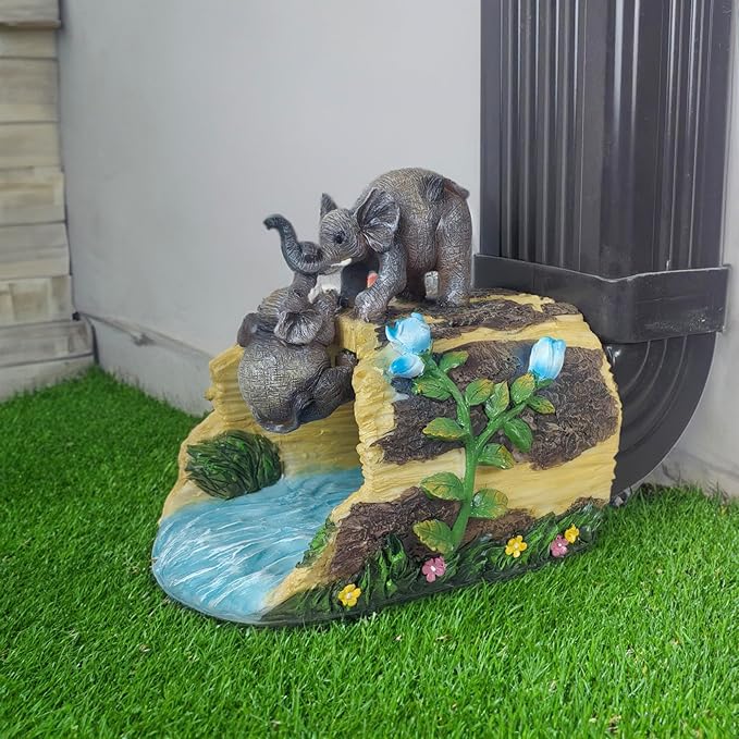 coolboy Elephant Decor Statue Gutter Downspout Extension Decorative,Garden Animal Statue Outdoor Decor,3"×4" Rain Gutter Downspout Splash Block,Rain Downspout Diverter