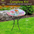 Briarwood Lane Zinnias in Bloom Glass Birdbath