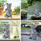 Solar Cat Outdoor Statue and Figurine Lights, Loving Cat for Patio, Balcony, Yard, Lawn-Unique Housewarming Gift for Mom Grandma