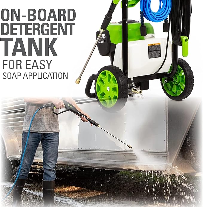 Greenworks 2300 PSI TruBrushless (2.3 GPM) Electric Pressure Washer, 25’ Hose, Quick Connect Wand, 15, 24, 40 Degree Soap and Turbo Nozzle