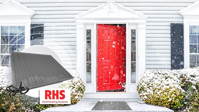 RHS Snow Melting Mat, Anti-Slip Walkway Herringbone Design, Color Gray, Outdoor Mat, Prevents ice Formation, Melts up to 2 inches of Snow per Hour, 120 Volts (30-inches x 3-feet)