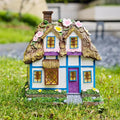 Prospect Thatched Cottage, Solar Statue Lights Mushroom Fairy House, Garden House Statues, Outdoor Memorial Ornaments Waterproof Decoration for Outside Patio Yard Lawn Decor