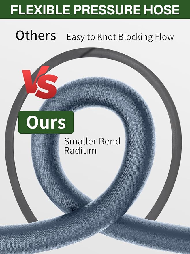 3/8" 4800PSI Pressure Washer Hose 75FT with Swivel Quick Connect for Cold/Hot Water Max 248°F, Kink Resistant Steel Wire Braided, Wear Resistant Power Washer Hose with M22 14mm Adapter