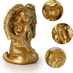 INLOMEM Praying Angel Figurine, Sculpted Hand-Painted Figurine Angel Wings Statue for Home Decor or Garden First Communion Gifts for Girls Religious Gifts for Women (Gold)