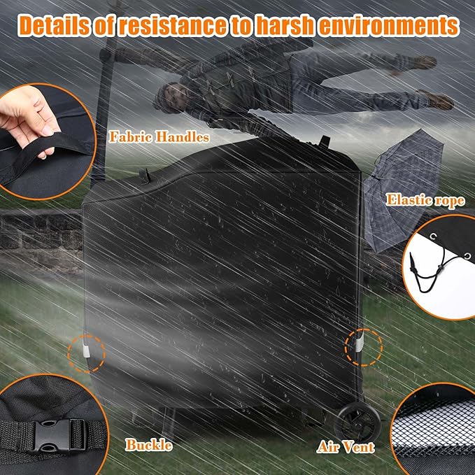 Hisencn Grill Cover for Recteq Bullseye RT-B380 RT-B380X Wood Pellet Grill Smoker, Heavy Duty Waterproof Grill Cover with Reflective Strips, Moisture Proof Vents and Adjustable Drawstring, Outdoor BBQ